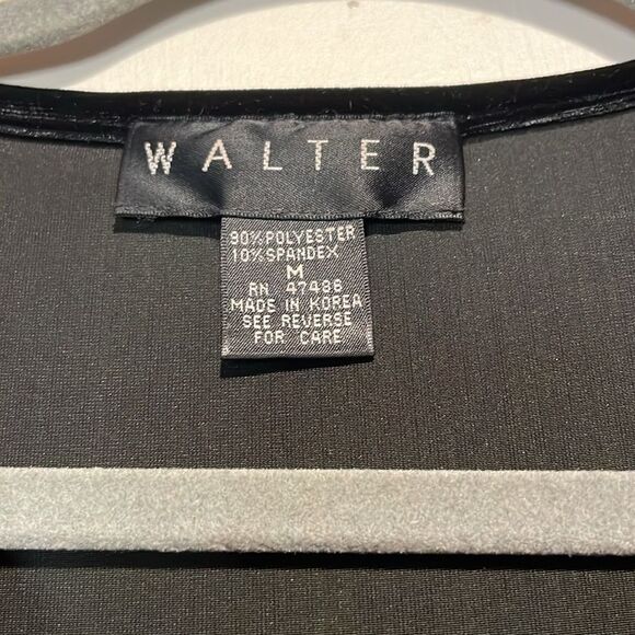 Walter- Vintage Black Velvet/Velour Maxi Dress with Round Neckline- Size M - Picture 3 of 6